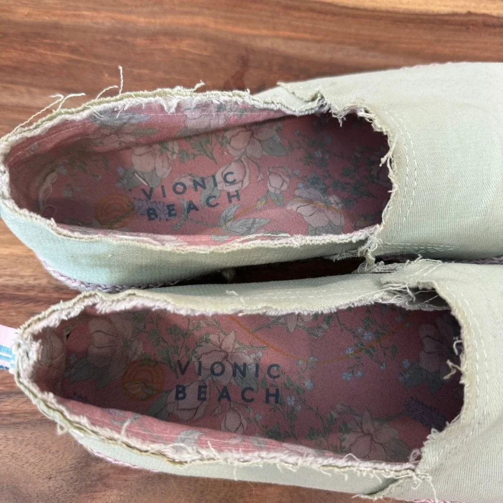 Vionic Beach Laguna Slip On Espadrille Cotton Canvas Loafer Light Green‎ Shoe 11